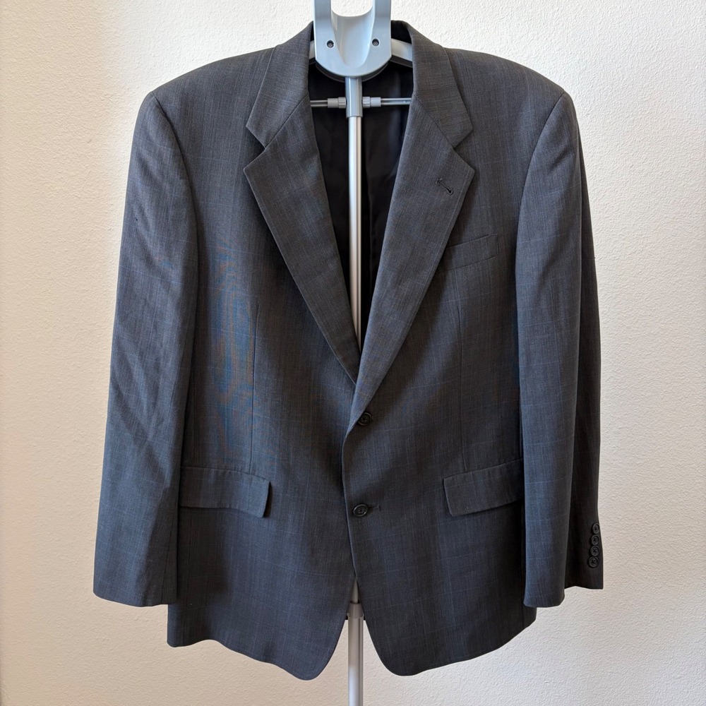 Hart Schaffner Marx Blazer Mens 40R Grey Windowpane Nordstrom Suit Coat 2 Button